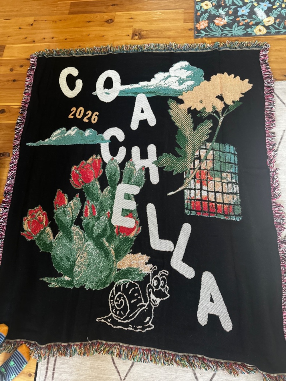 Coachella Collage 2026 woven tapestry blanket sold out brand new am ex exclusive
